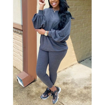 

LW Ruffle Design Oversized Pants Set, Grey