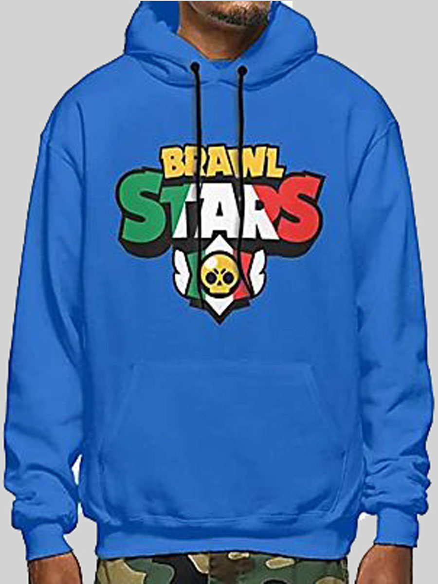 

LW Men Letter Print Oversized Hoodie, Blue
