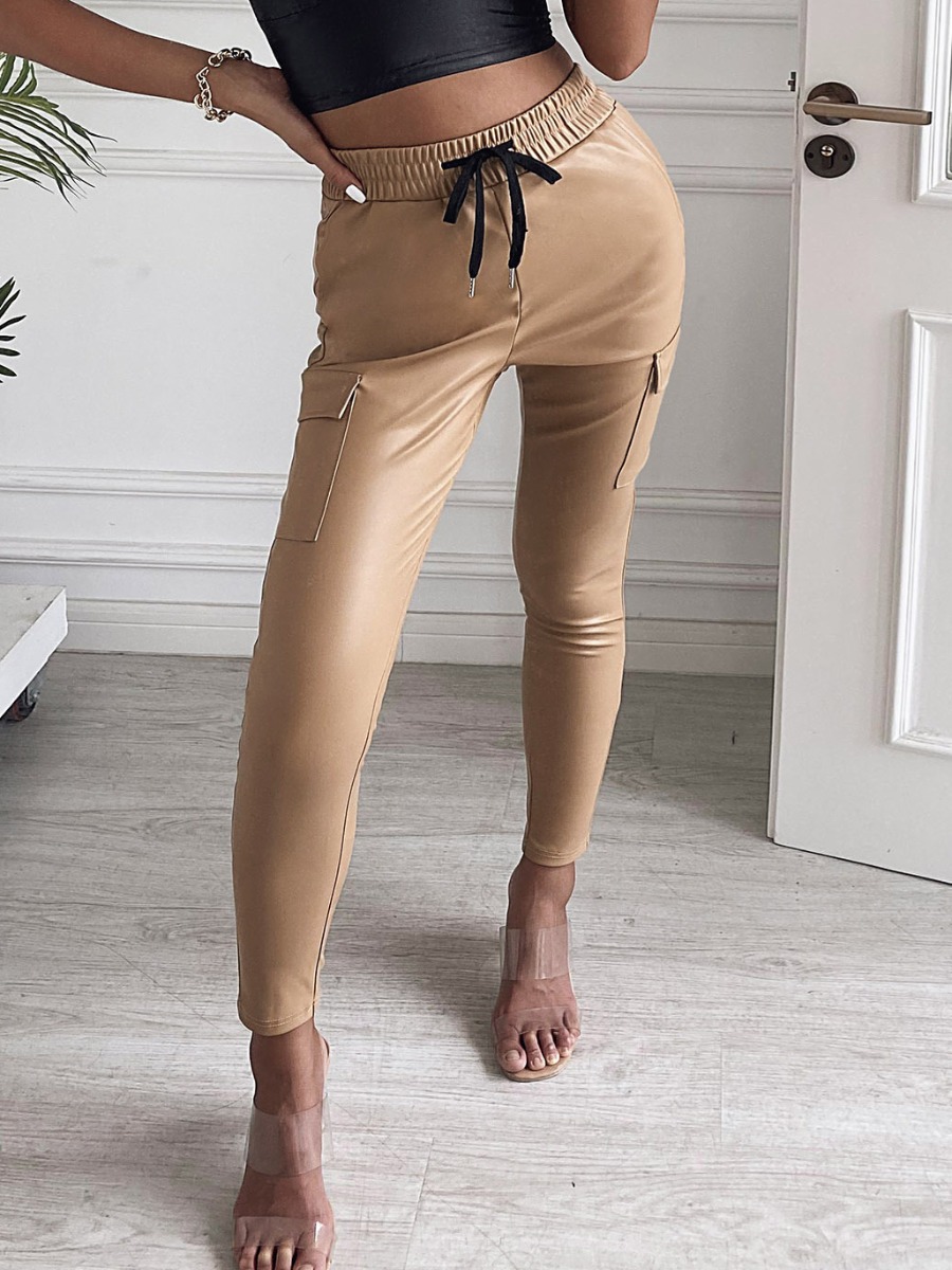 

LW BASICS Drawstring Side Pocket Pants, Khaki