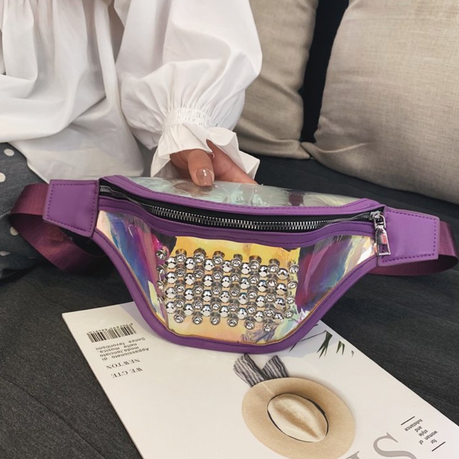 

LW Bead Decoration Bum Bag, Purple