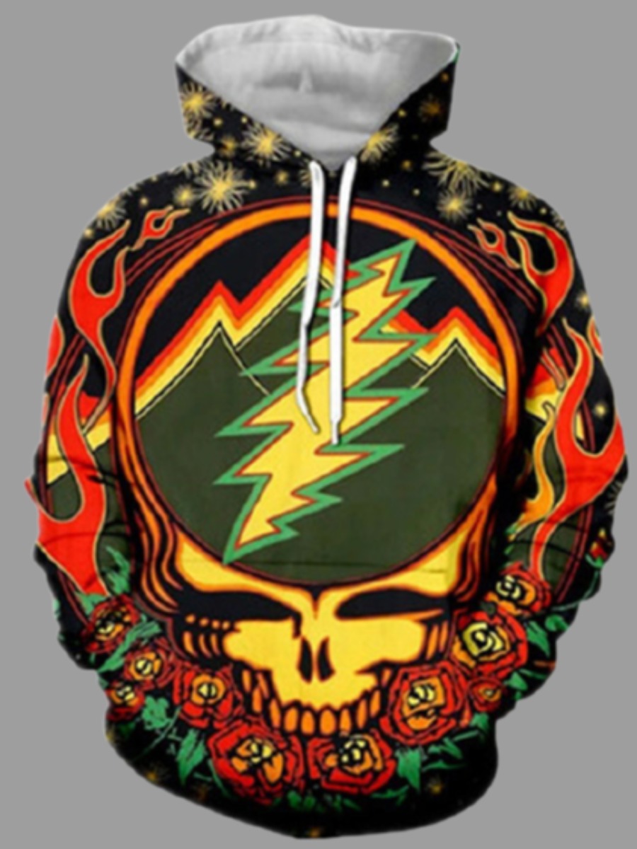 

LW Men Skull Head Print Oversized Hoodie, Multi