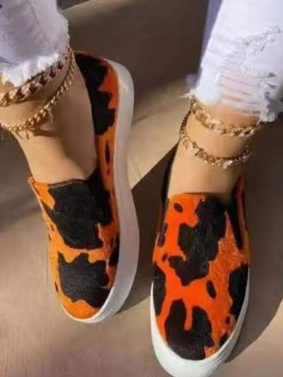 

LW Cow Print Flats, Yellow