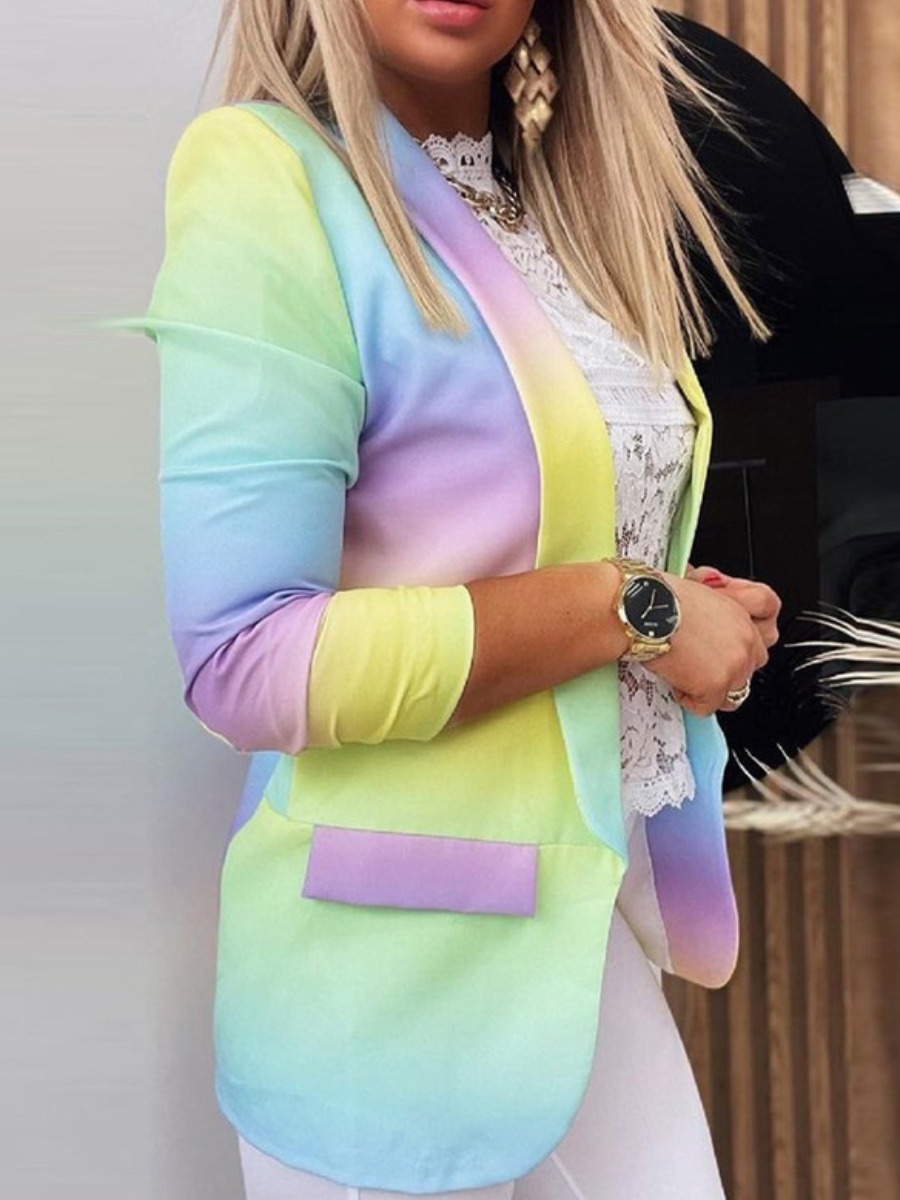 

LW Gradient Pocket Design Blazer, Yellow