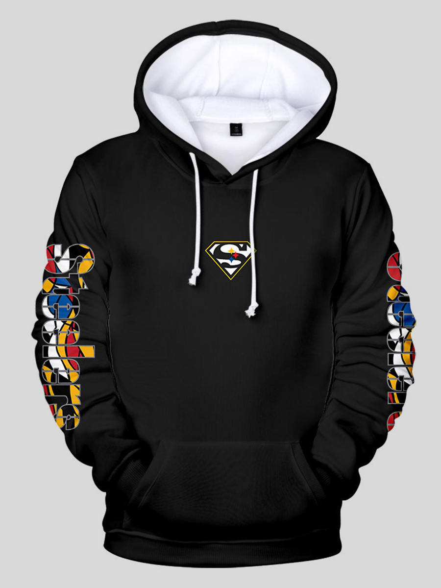 

LW Men Poker Print Oversized Hoodie, Black