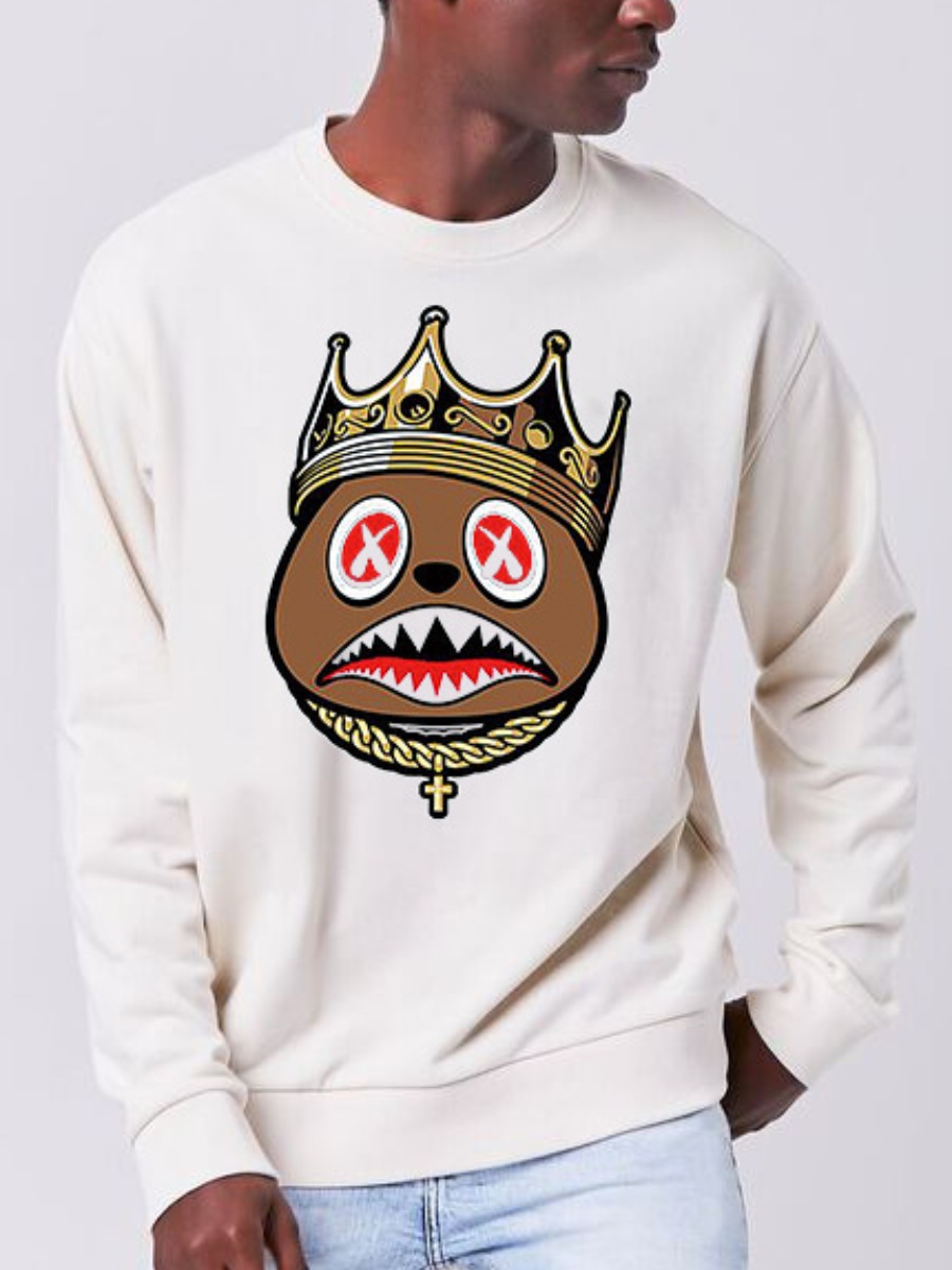 

LW Men King Cartoon Print Oversized Hoodie, White