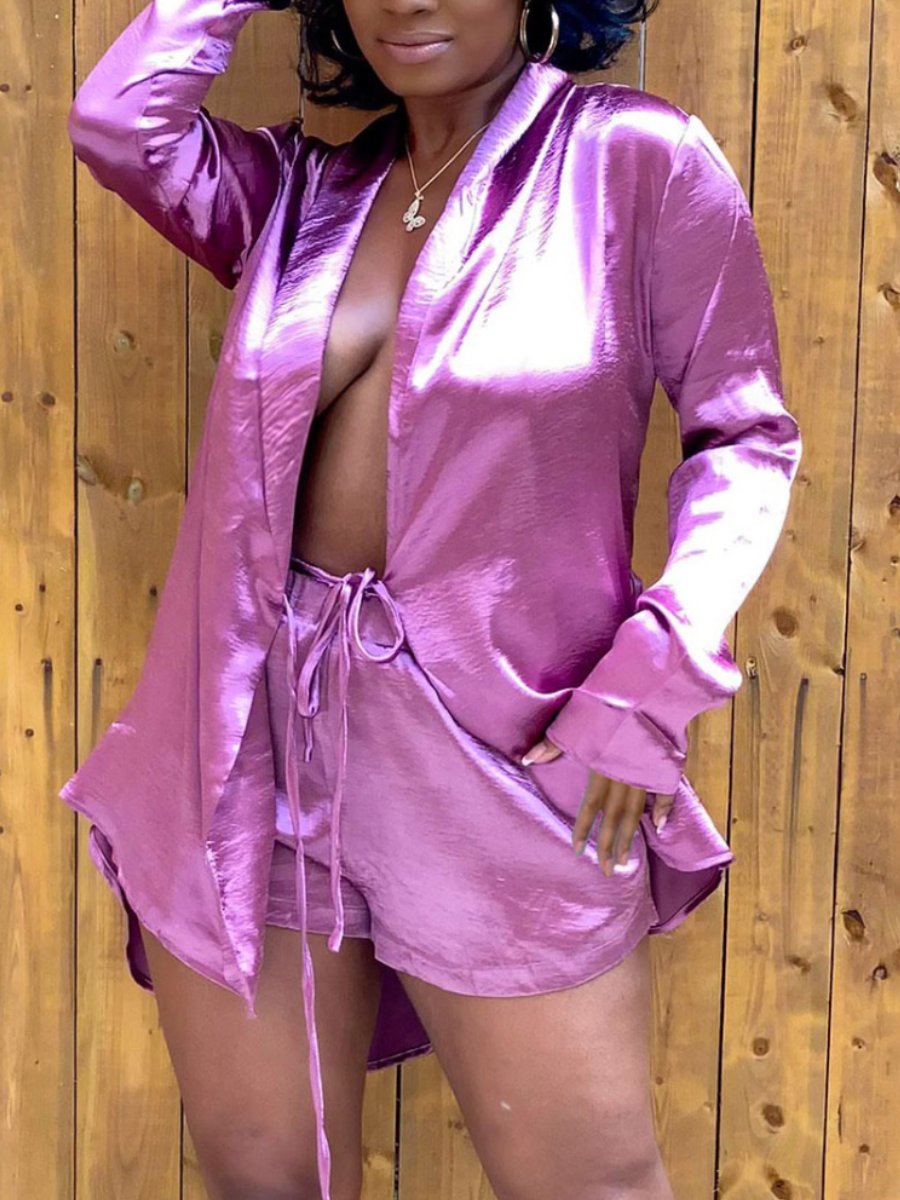 

LW SXY Drawstring Loose Shorts Set, Pink