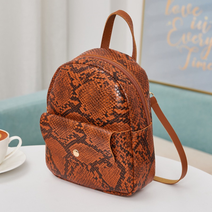

LW Cobra Print Backpack, Brown