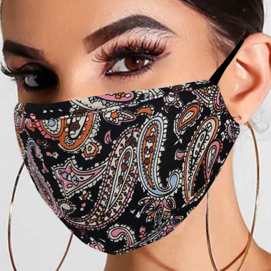 

LW COTTON Cashew Print Face Mask, Black