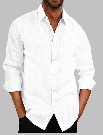 

LW Men Turndown Collar Button Design Shirt, White