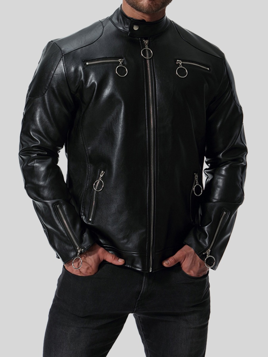 

LW Men Zipper Design Leather, Black