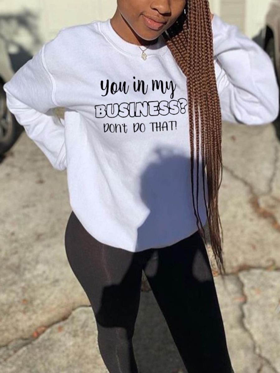 

LW BASICS Round Neck Letter Print Sweatshirt, White