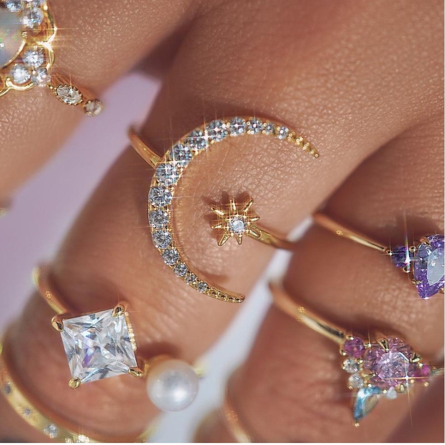 

LW Star Moon Ring Set, Gold