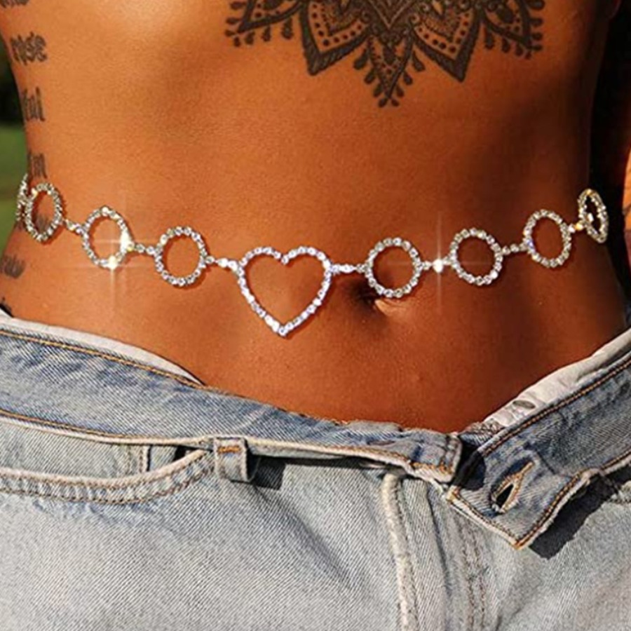 

LW SXY Heart Ring Detail Waist Chain, Silver
