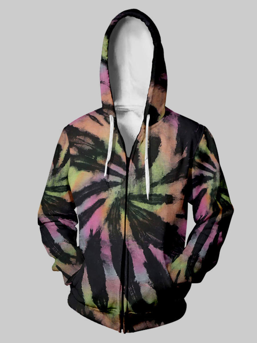 

LW Men Tie-dye Kangaroo Pocket Hoodie, Multi