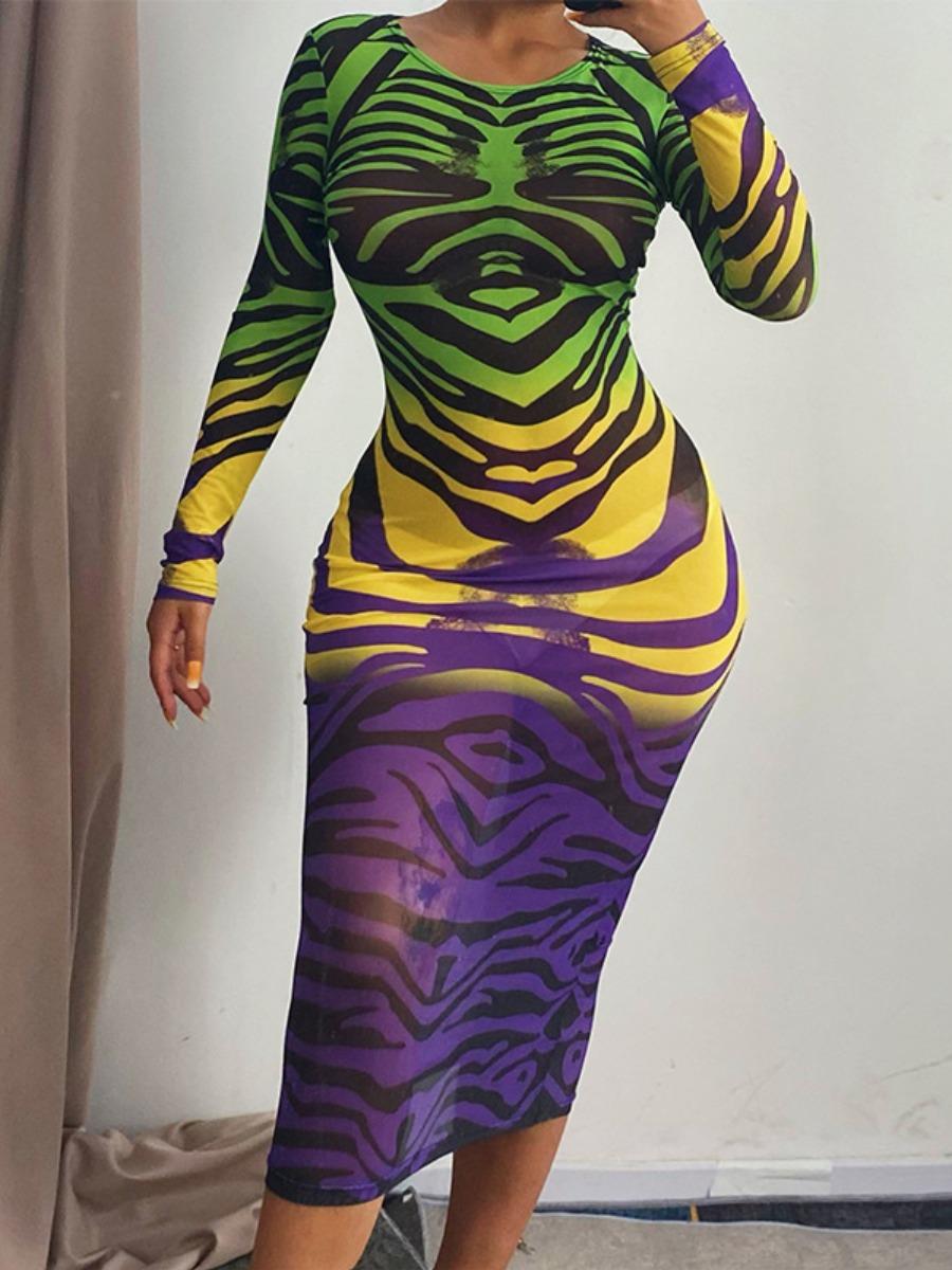 

LW Gradient See-through Bodycon Dress, Green