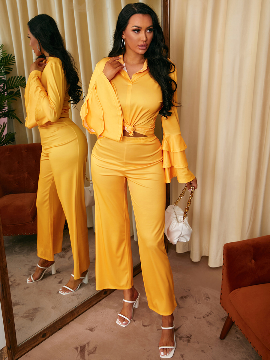 LW Layered Cascading Flounce Design Pants Set