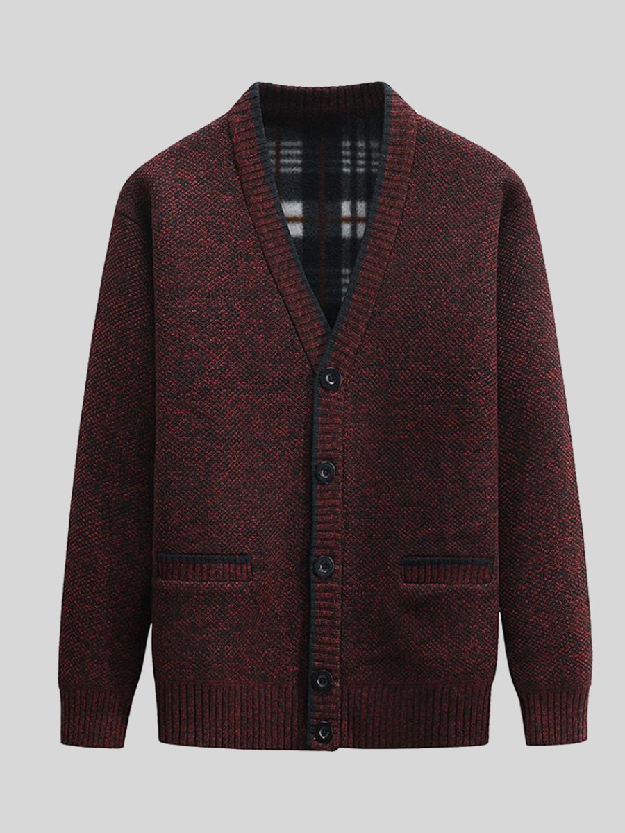 

LW Men Pocket Button Design Sweater, Dull red