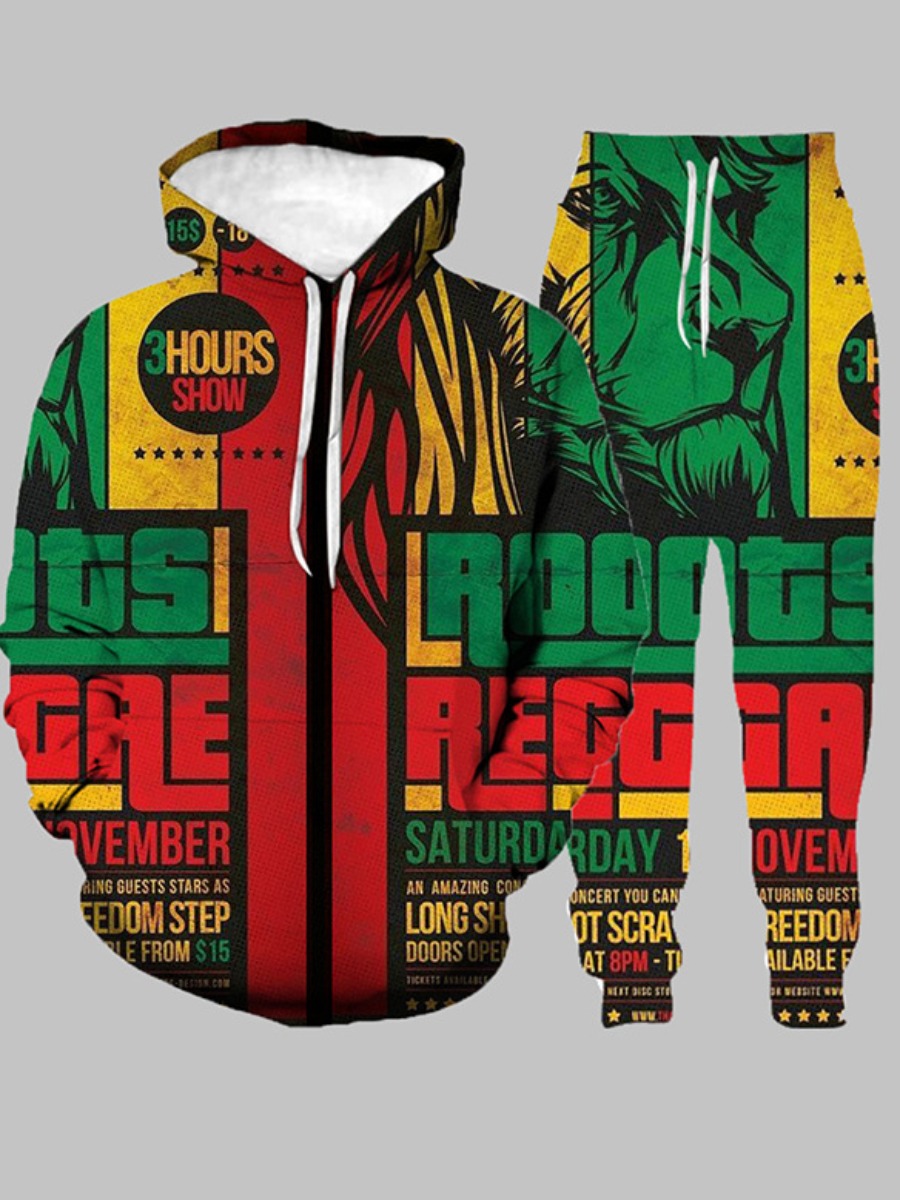 

LW Men Letter Print Patchwork Tracksuit Set, Multi