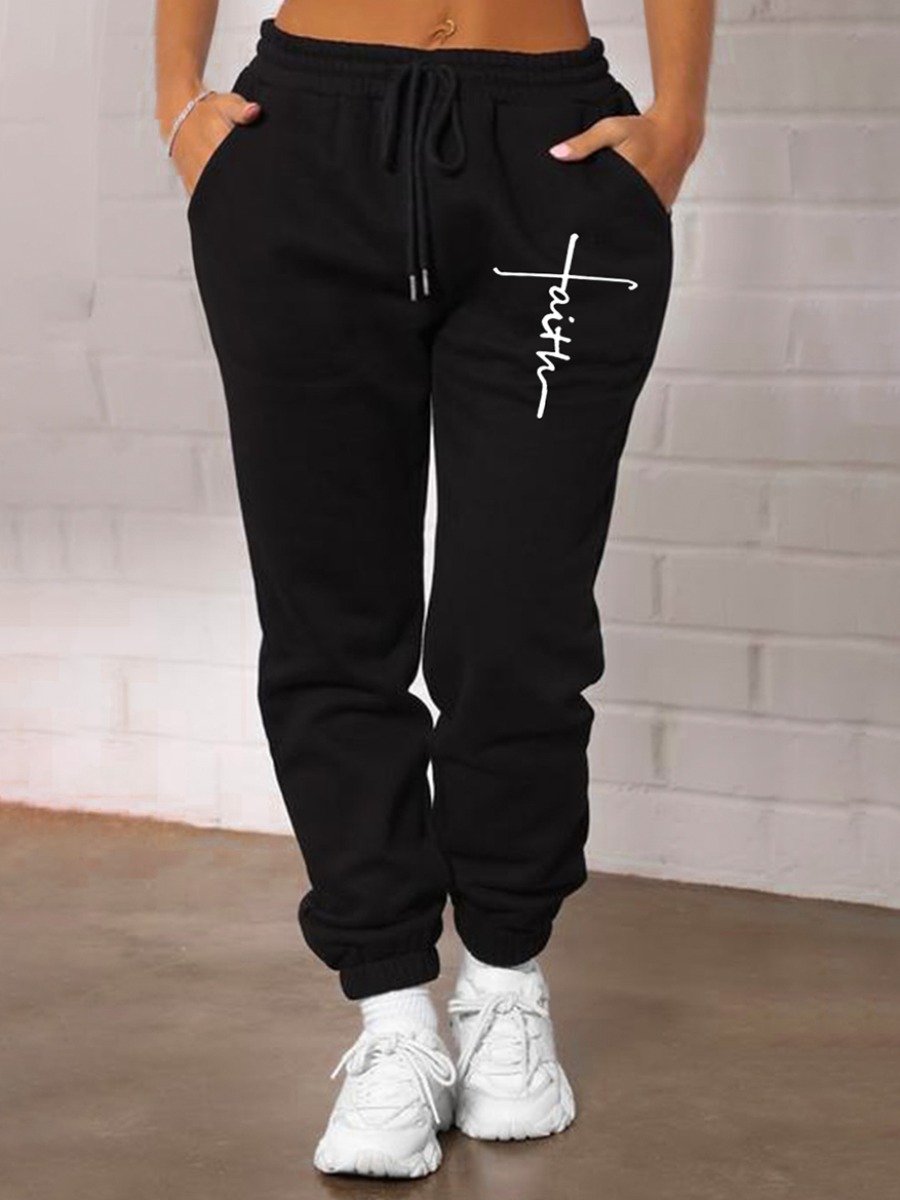 LW Plus Size Letter Print Drawstring Pants