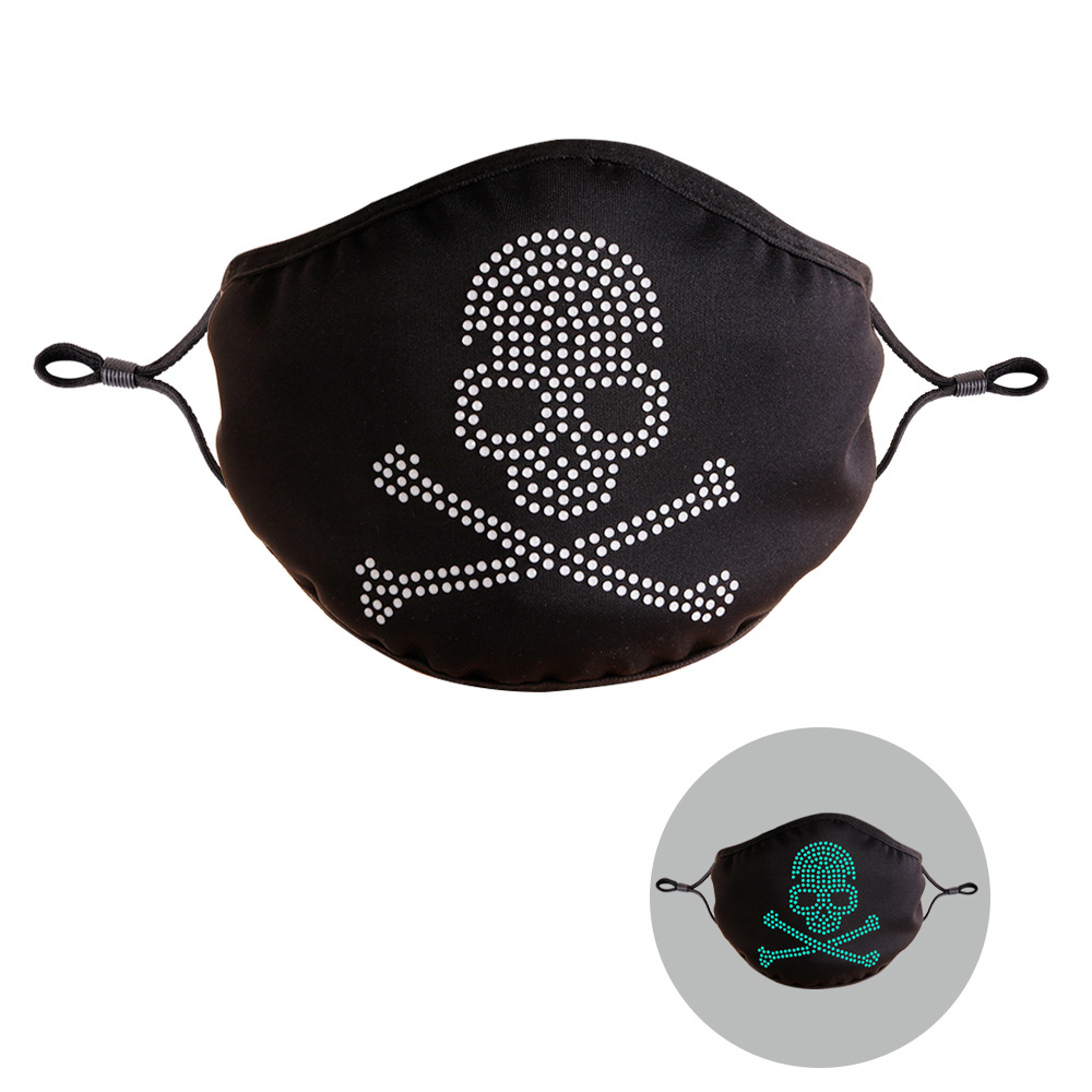 

LW COTTON Skull Head Print Luminous Face Mask, Black
