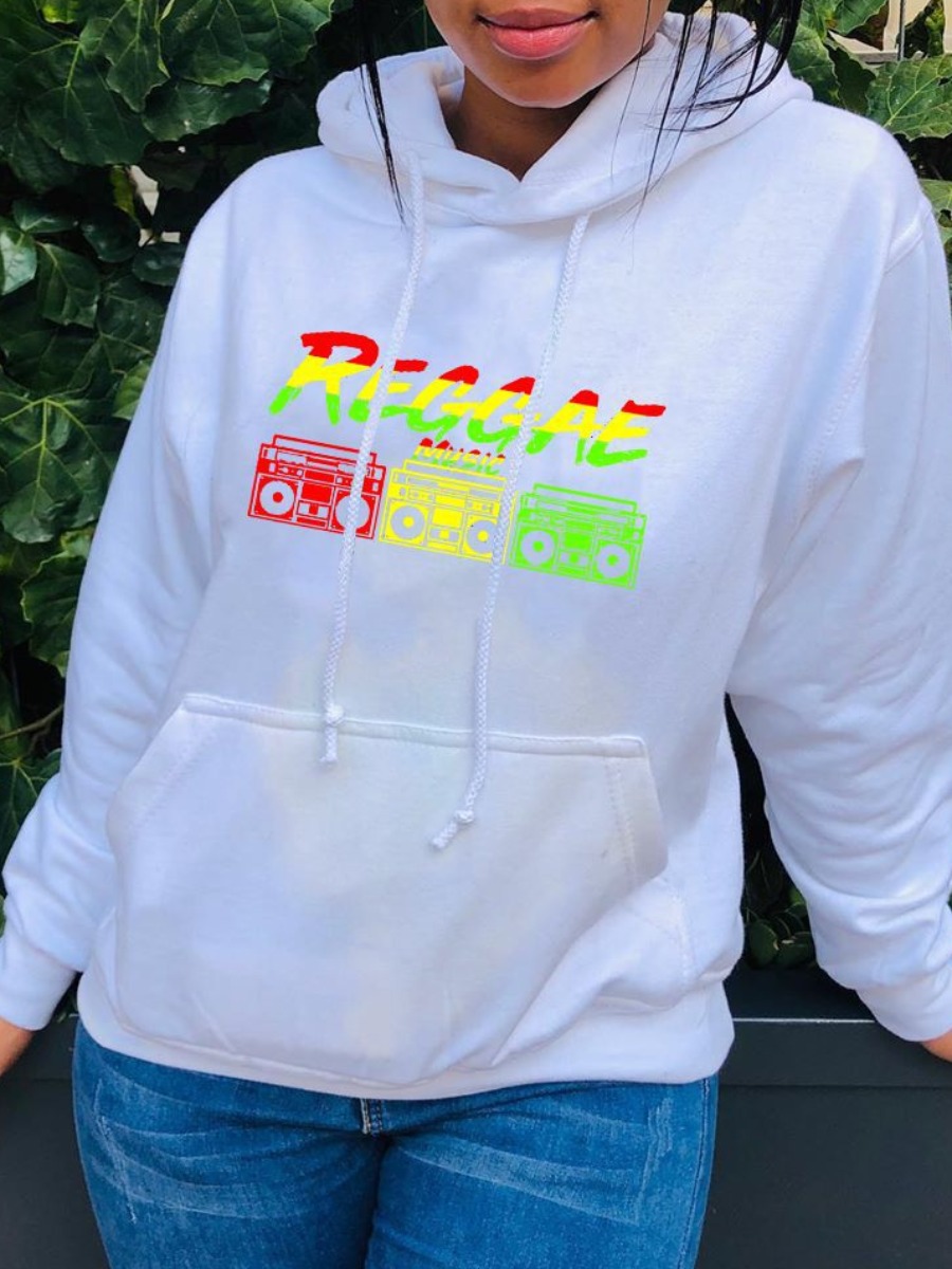 LW Gradient Letter Print Kangaroo Pocket Hoodie
