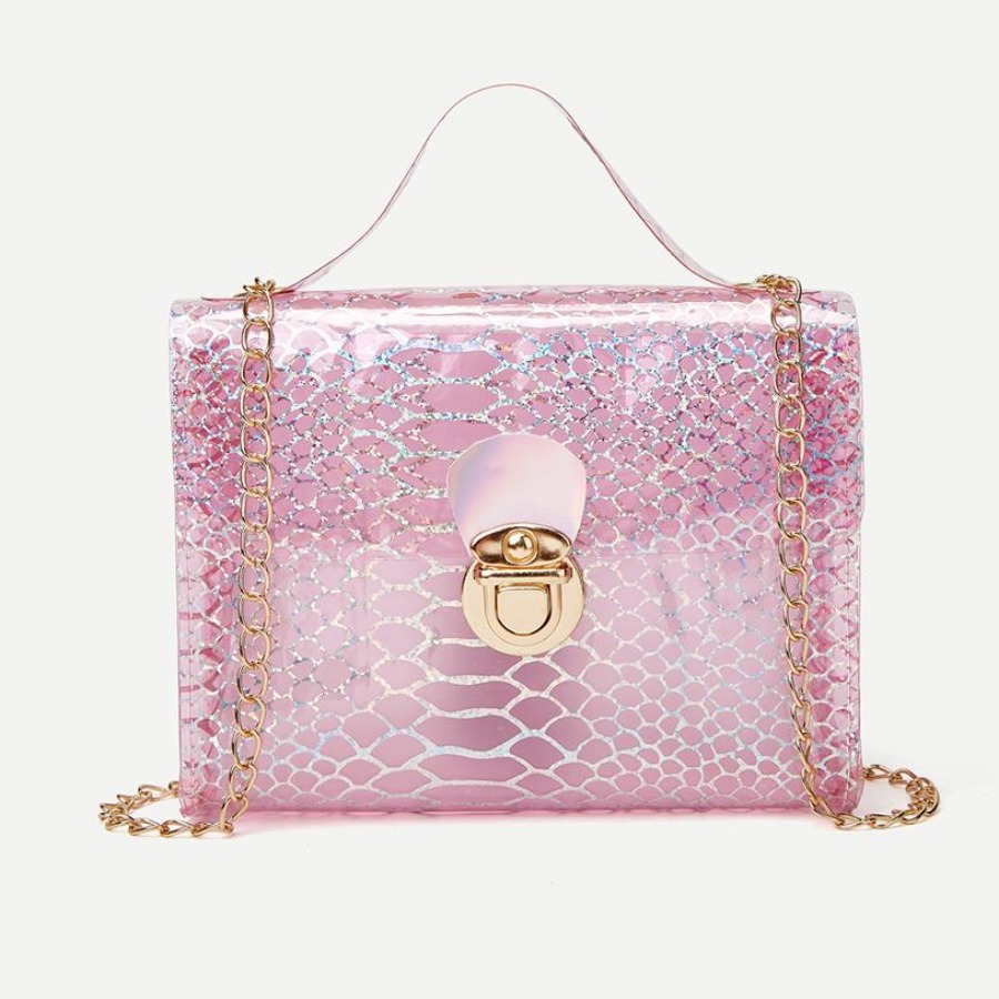 

LW Geometric Shiny Crossbody Bag, Pink
