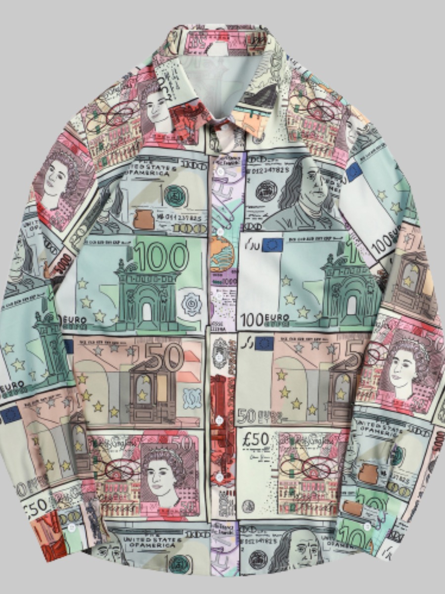 

LW Men Money Print Button Design Shirt, Multi