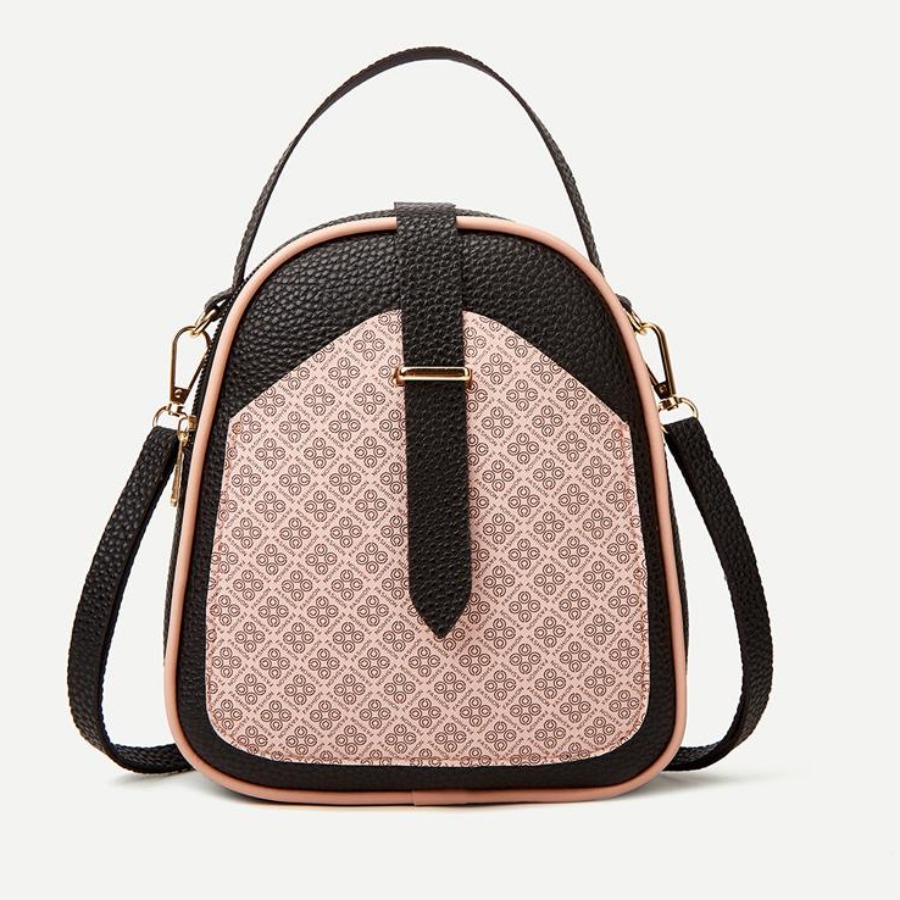 

LW Plaid Patchwork Backpack, Pink