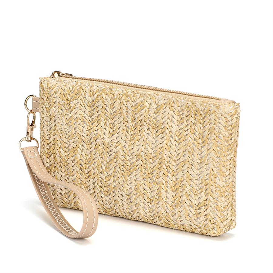 

LW Braided Zipper Design Clutches Bag, Apricot