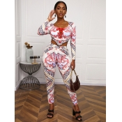 LW SXY Geometric Print Bandage Design Two Piece Pa