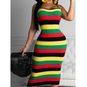 LW Striped Backless Bodycon Dress