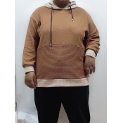 LW Plus Size Hooded Collar Patchwork Hoodie