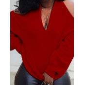 LW Casual Cross-over Design Red Sweater