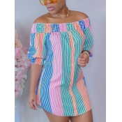 LW Off The Shoulder Striped Dress