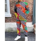 LW Men Mixed Print Kangaroo Pocket Tracksuit Set