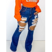 LW Mid Waist Ripped Flared Jeans
