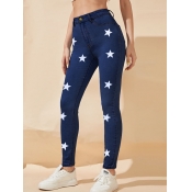 LW High-waisted Stretch Star Print Jeans