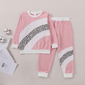 LW COTTON Girl Leopard Print Patchwork Pants Set
