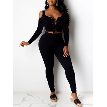 

LW SXY Bandage Design Basic Skinny Pants Set, Black
