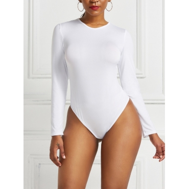 

LW BASICS Round Neck Skinny Bodysuit, White