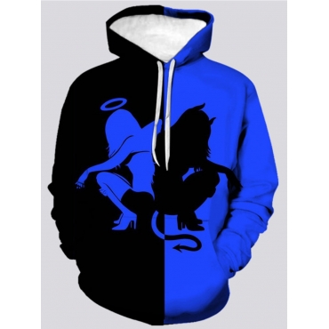 

LW Men Figure Print Oversized Hoodie, Blue
