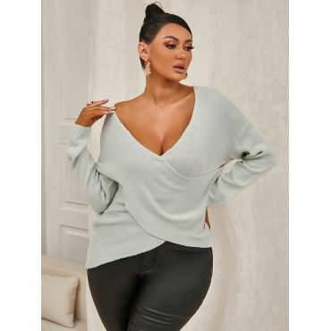 

LW V Neck Cross-over Design Sweater, Grey