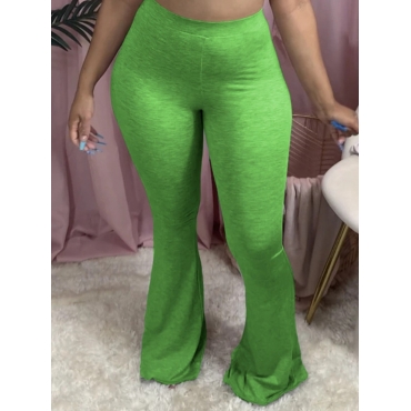

LW BASICS Mid Waist Flared Pants, Green