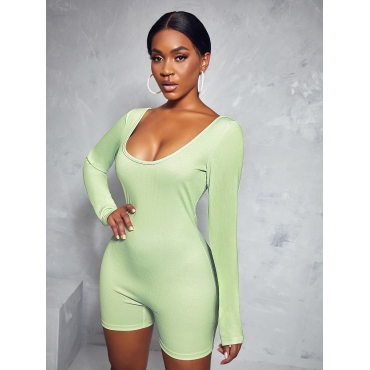 LW U Neck Basic Skinny One-piece Romper