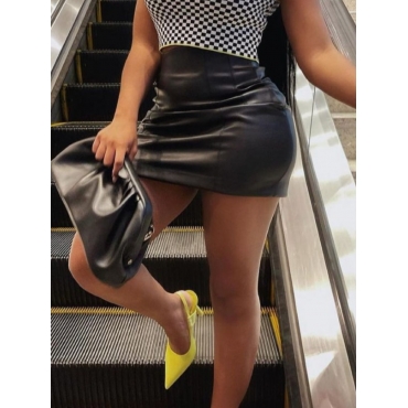 

Lovely Back Zipper Basic Skinny Skirt, Black