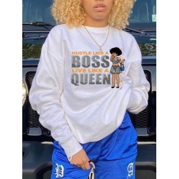 

LW Figure Letter Print Oversized Hoodie, White