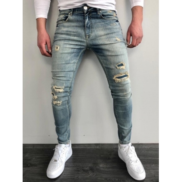 

Lovely Men Mid Waist Ripped Jeans, Blue