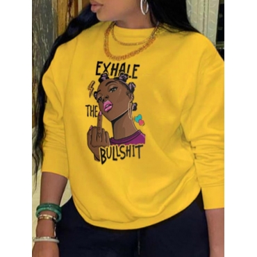 

LW Figure Letter Print Hoodie, Yellow