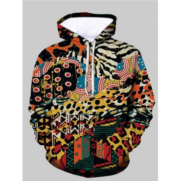 

LW Men Mixed Print Oversized Hoodie, Multi
