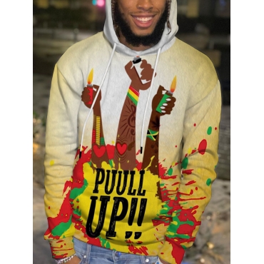 

LW Men Letter Print Oversized Hoodie, Multi